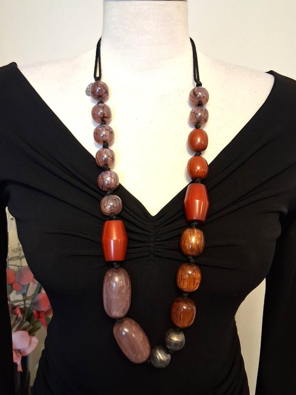 Sandwich Amsterdam Long Colorful Beaded Statement Necklace European Artisan Core
